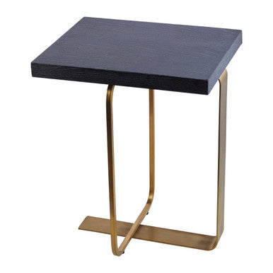 Grey Veined Effect Oak Veneer Top Round Side Table with Metallic Stainless Steel Wireframe Base | Lena