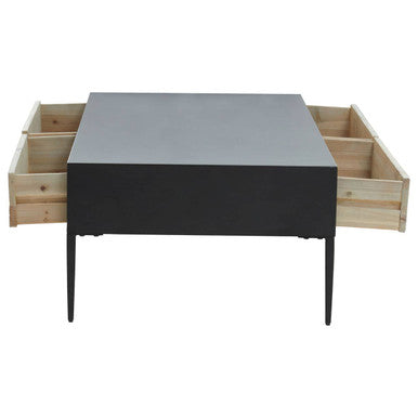 Recycled Pine Wood Grey and White Rectangular Coffee Table with Drawers | Luxor