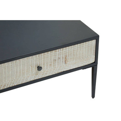 Recycled Pine Wood Grey and White Rectangular Coffee Table with Drawers | Luxor