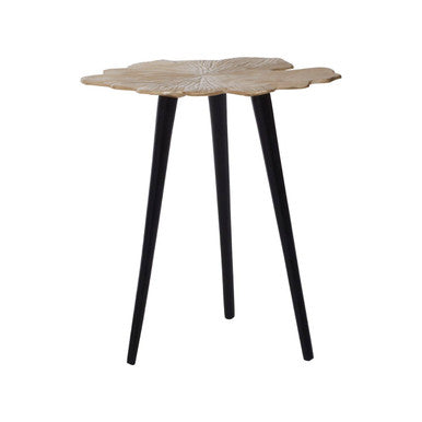 Gold Finish Small Aluminium Side Table with Black Metallic Finish Angular Legs | Prato