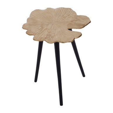 Gold Finish Small Aluminium Side Table with Black Metallic Finish Angular Legs | Prato