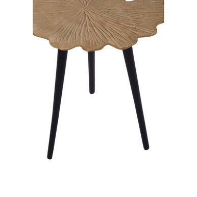 Gold Finish Small Aluminium Side Table with Black Metallic Finish Angular Legs | Prato