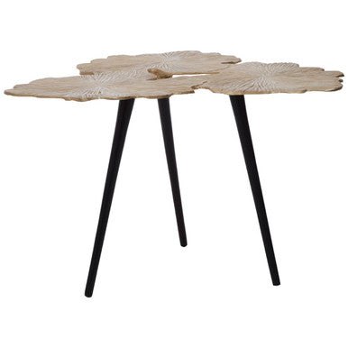Gold Finish Top Large Aluminium Side Table with Black Metallic Finish Angular Legs | Prato