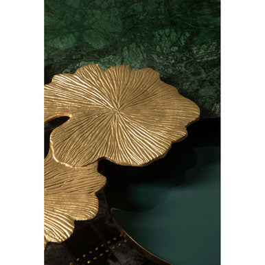 Gold Finish Top Large Aluminium Side Table with Black Metallic Finish Angular Legs | Prato