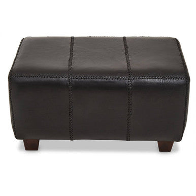 Black Leather Bench with Teak Wood Legs | Inca