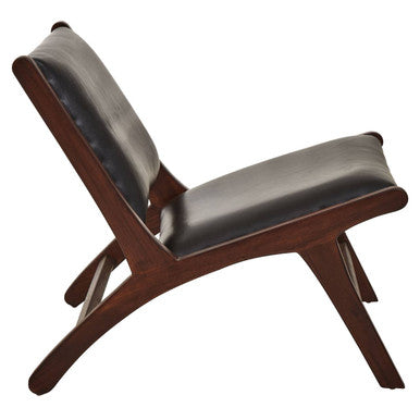 Genuine Black Leather Lounge Chair | Inca