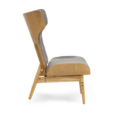 Dark Grey Velvet Chair with Winged Back | Vinsi