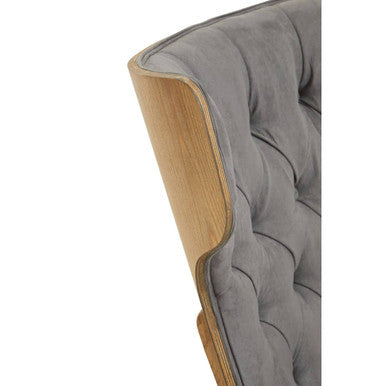 Dark Grey Velvet Chair with Winged Back | Vinsi
