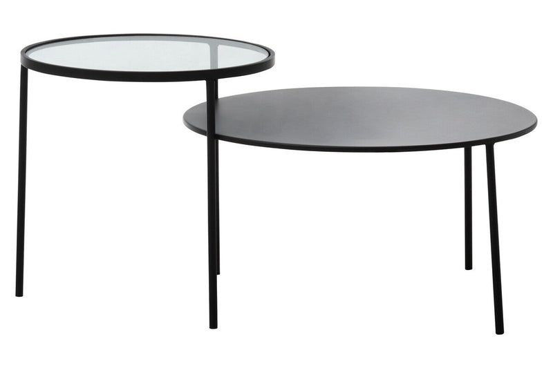 Clear Glass Top and Black Metal Lower Top Coffee Table with Black Iron Frame | Trento
