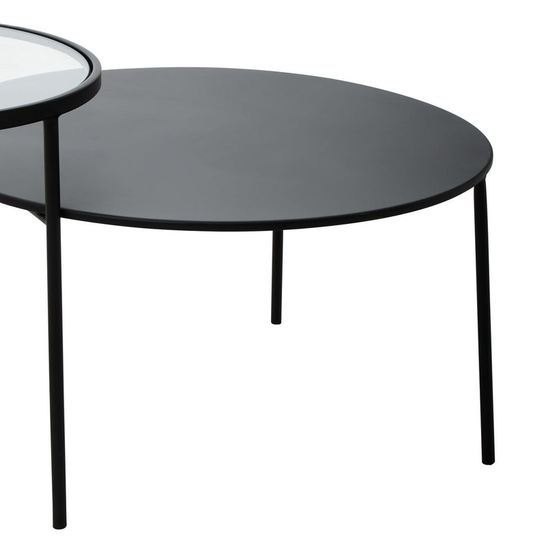 Clear Glass Top and Black Metal Lower Top Coffee Table with Black Iron Frame | Trento