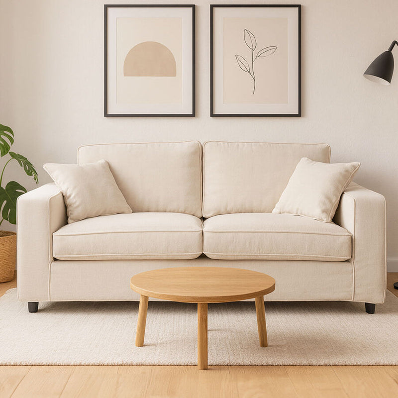 2 Seater Cream Fabric Sofa | Valensole