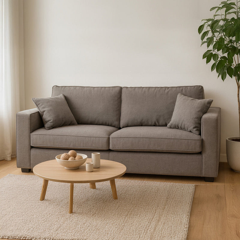 3 Seater Grey Fabric Sofa | Valensole