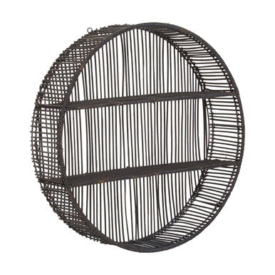 Large Black Rattan Wall Shelf | Batu