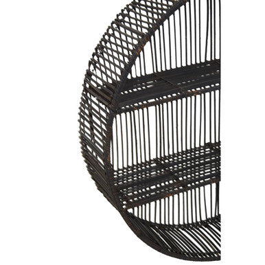 Large Black Rattan Wall Shelf | Batu