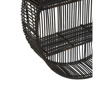 Large Black Rattan Wall Shelf | Batu