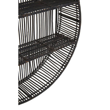 Large Black Rattan Wall Shelf | Batu