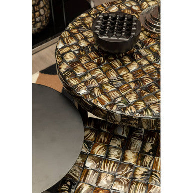 Natural Round Side Table with Shell Detail | Branna