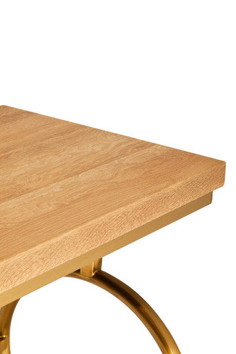 Natural Oak Wood Rectangular Console Table with Gold Finish | Jarloi