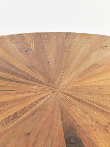 Gold Aged Fir Wood Rustic Top Coffee Table with Stainless Steel Curved Base | Jana