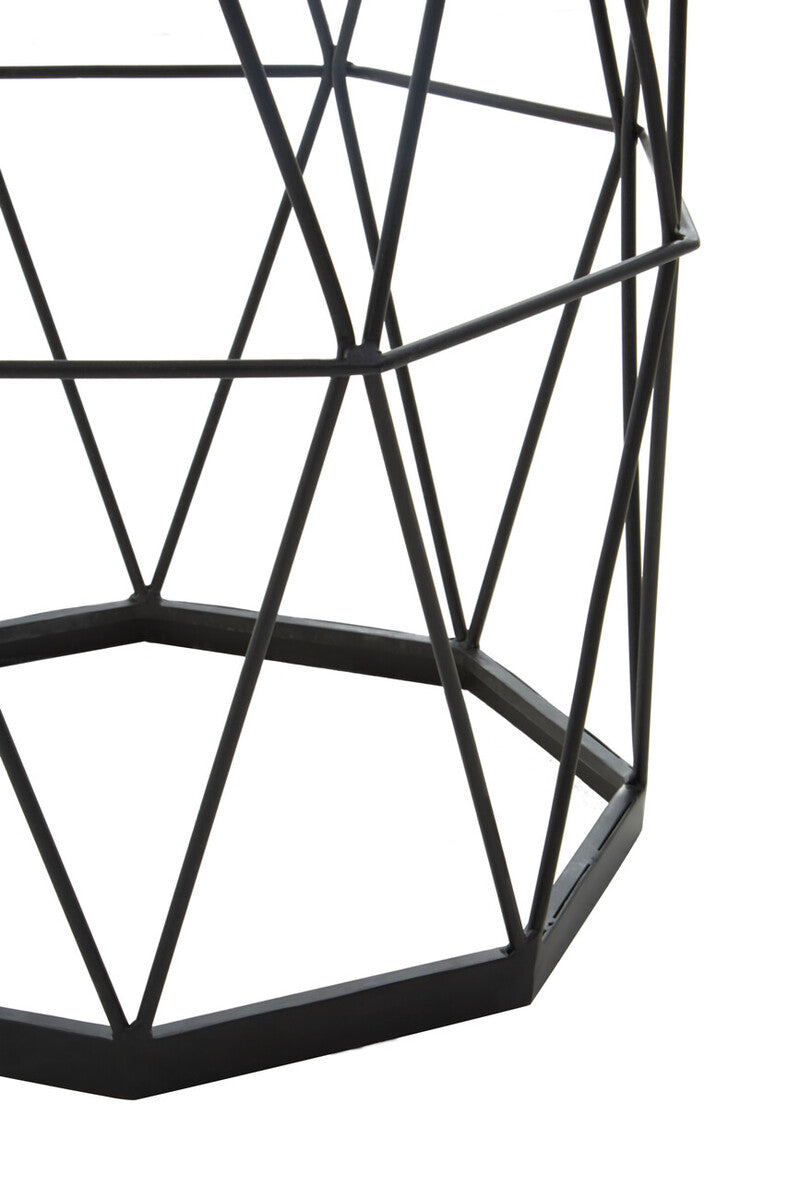 Black Angular Iron Frame Side Table with White Marble Top | Shalimar