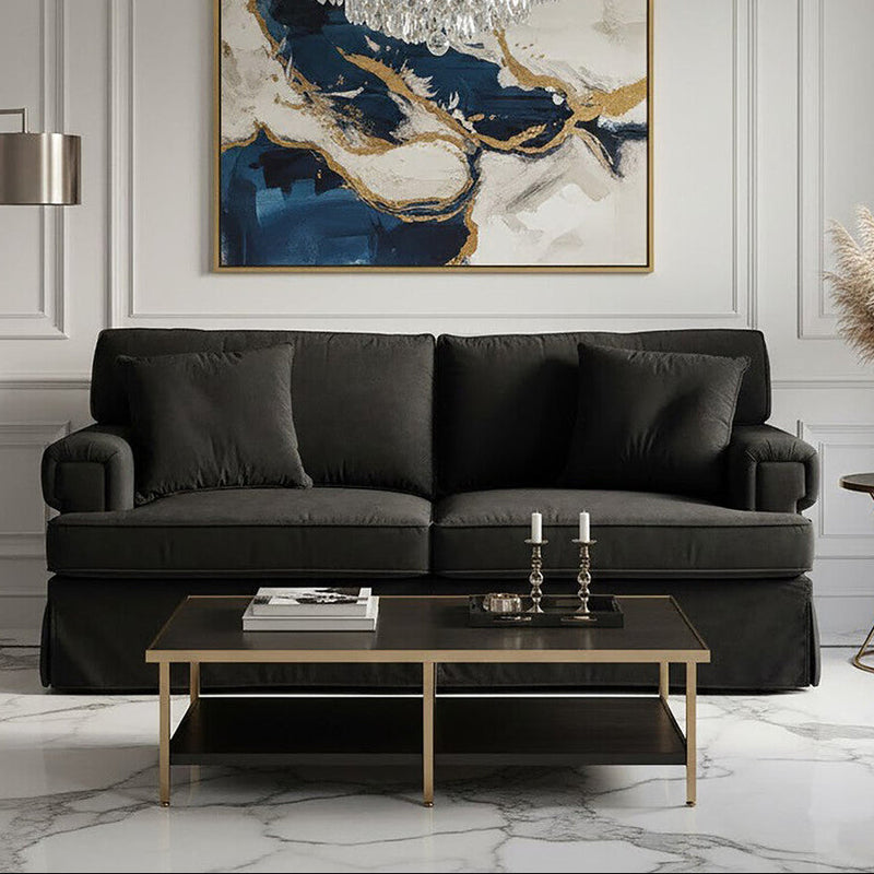 2 Seater Black Velvet Sofa | Ralph