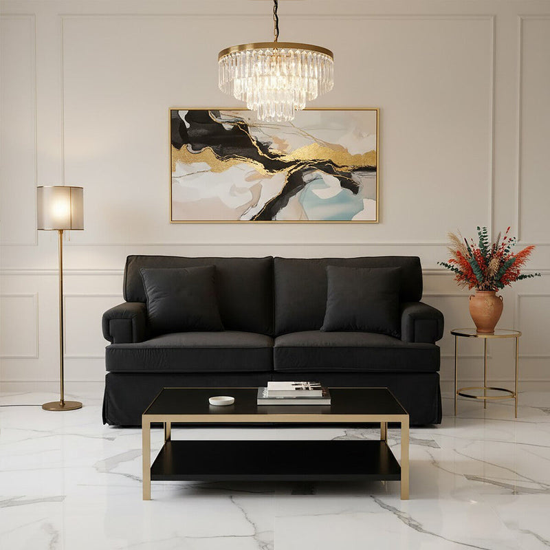 2 Seater Black Velvet Sofa | Ralph