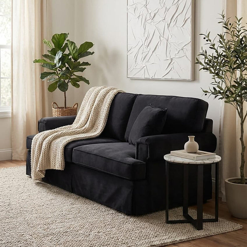 2 Seater Black Velvet Sofa | Ralph