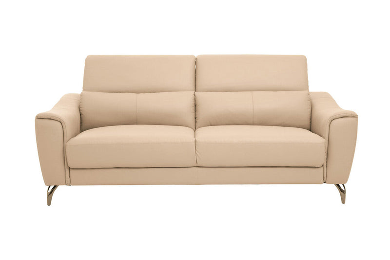 3 Seater Stone Leather Sofa with Adjustable Headrests | Padua