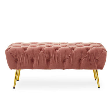 Dusty Pink Velvet Bench with Gold Legs | Tamra