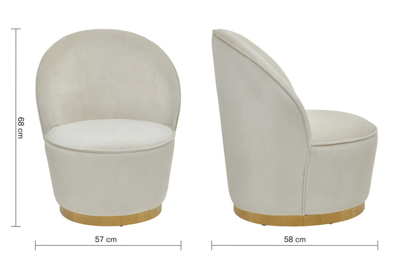 Kids Cream Velvet Gold Base Chair | Tamra