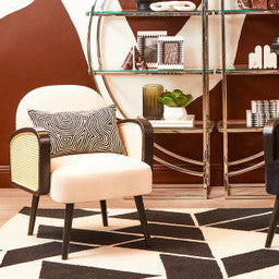 Cream Velvet and Rattan Armchair | Hala