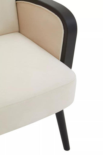 Cream Velvet and Rattan Armchair | Hala