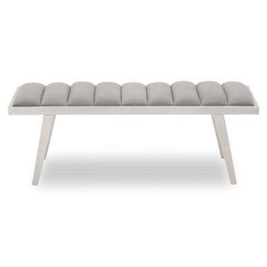 Grey Velvet Bench with Brushed Silver Frame | Gilden