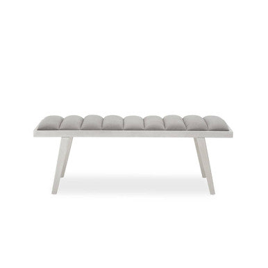Grey Velvet Bench with Brushed Silver Frame | Gilden