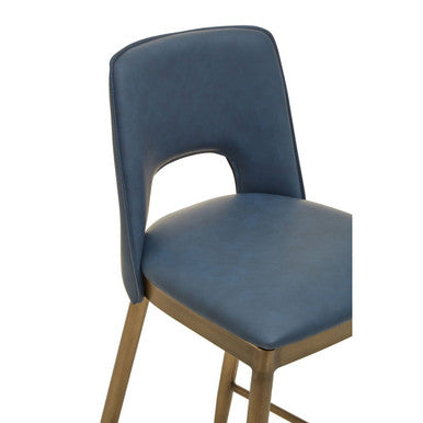 Blue Leather Effect Bar Chair | Gilden