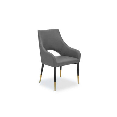 Grey Leather Effect Dining Chair with Gold Tip Legs | Gilden