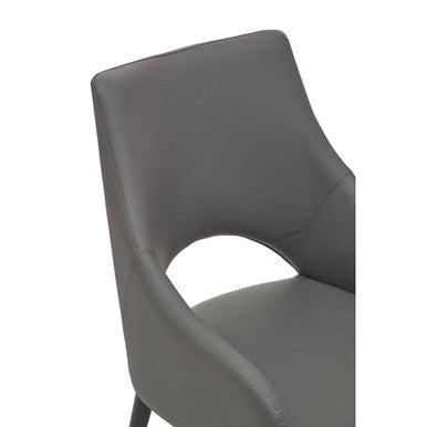 Grey Leather Effect Dining Chair with Gold Tip Legs | Gilden