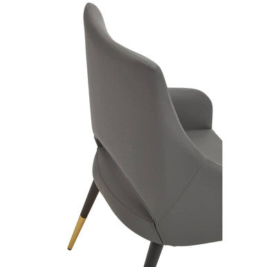 Grey Leather Effect Dining Chair with Gold Tip Legs | Gilden