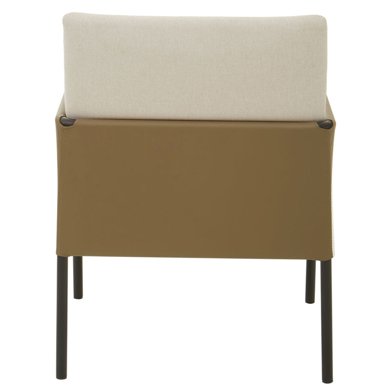 White Fabric and Brown Faux Leather Dining Chair | Gilden