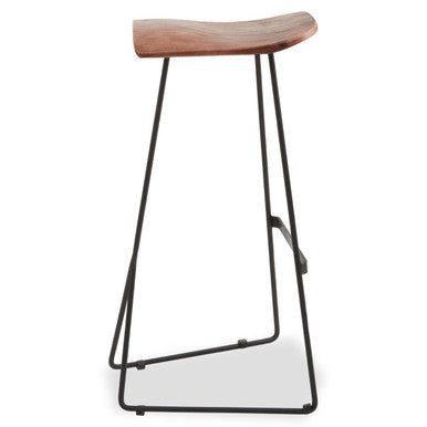 Acacia Wood with Black Frame Bar Stool | Nandri