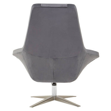 Grey Velvet Swivel Lounge Chair | Kalo