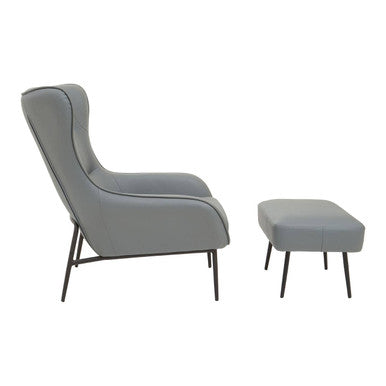 Grey Faux Leather Armchair and Footstool | Kaiko