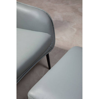 Grey Faux Leather Armchair and Footstool | Kaiko