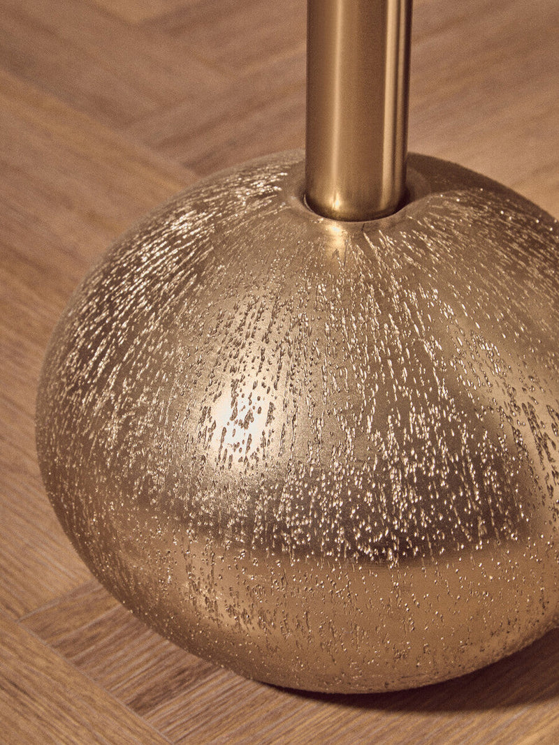 Geometric Mosaic Top Gold Finish Side Table with Slim Column and Round Base | Inventivo