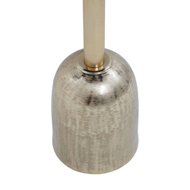 Geometric Mosaic Accent Side Table with Slim Gold Cylindrical Pedestal Base | Inventivo