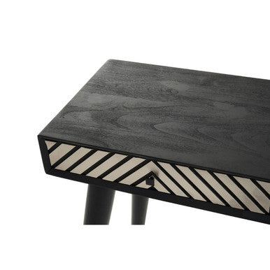 Silver and White Two Drawer Console Table in Acacia Wood | Boho