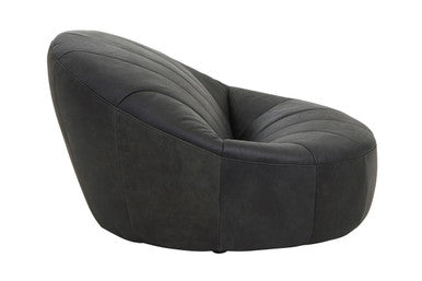 Antique Black Leather Lounge Cocoon Chair | Hoxton