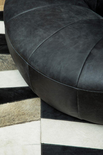 Antique Black Leather Lounge Cocoon Chair | Hoxton