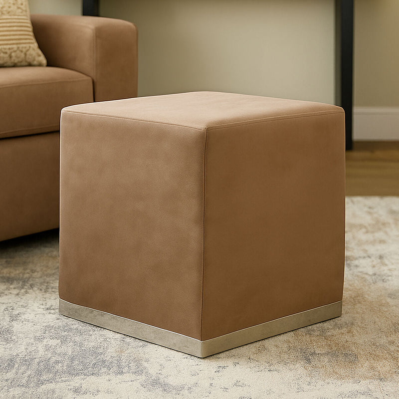 Mink and Silver Square Stool | Hagen