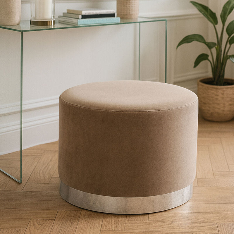 Mink and Silver Round Stool | Hagen